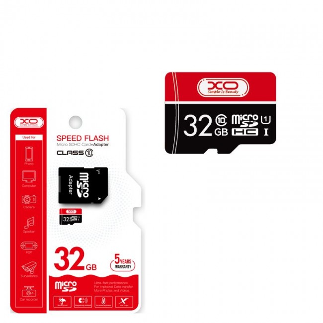 XO Κάρτα Μνήμης microSDHC 32GB U1 UHS-I 90MB/S με αντάπτορα