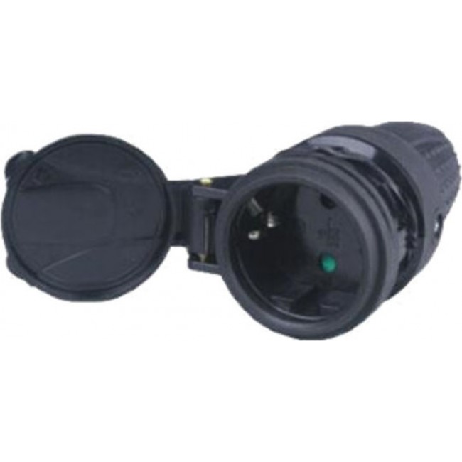 Eurolamp 147-10033  Στεγανό Φις Ρεύματος Θηλυκό Σούκο με Καπάκι Μαύρο