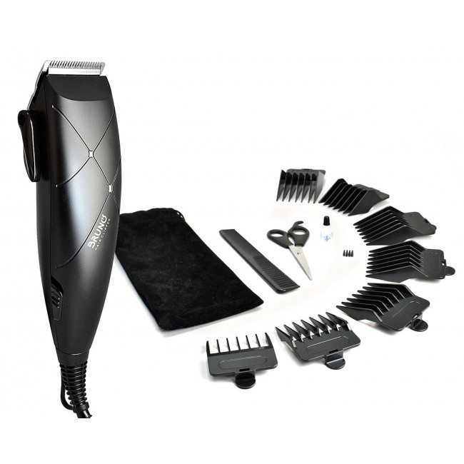 BRUNO BRN-0197 Σετ Κουρευτική Μηχανή Ρεύματος με εξαρτήματα και τσαντάκι, μαύρη **