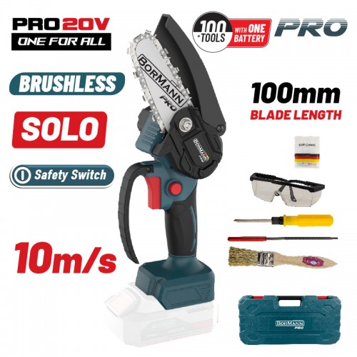 BORMANN Pro BBP3914C Κλαδευτικό Αλυσοπρίονο Μπαταρίας 20V,Brushless,Λάμα 10cm,825gr,Βαλίτσα,SOLO *
