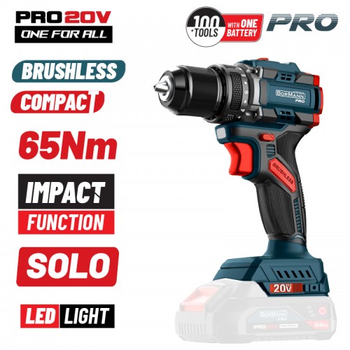 BORMANN Pro BBP5400 Δραπαν/βιδο Κρουστικό,Compact,Brushless 20V,Li-Ion,65Nm με 2 Ταχύτητες  *