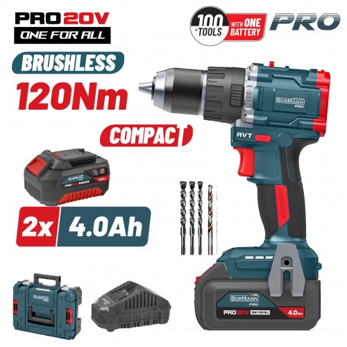 BORMANN Pro BBP5451X44CA Δραπαν/βιδο Κρουστικό 20V,2x4Ah,Li-Ion,Compact,2 Ταχύτητες & Βαλίτσα * *