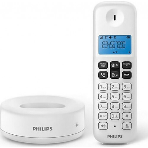 Philips D1611T/GRS Γαλάζιο Ασύρματο Τηλέφωνο  (Ελληνικό Μενού) με ανοιχτή ακρόαση, και 50 μνήμες