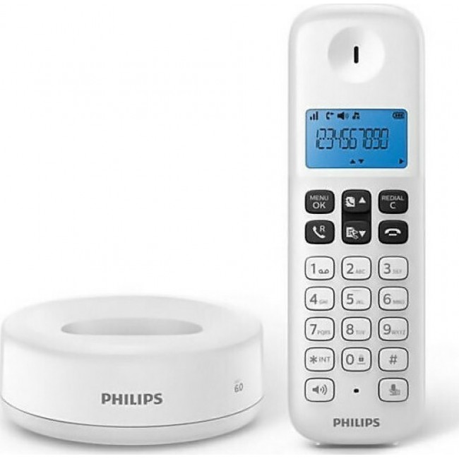 Philips D1611T/GRS Γαλάζιο Ασύρματο Τηλέφωνο (Ελληνικό Μενού) με ανοιχτή ακρόαση, και 50 μνήμες Philips D1611T/GRS Γαλάζιο Ασύρματο Τηλέφωνο (Ελληνικό Μενού) με ανοιχτή ακρόαση, και 50 μνήμες