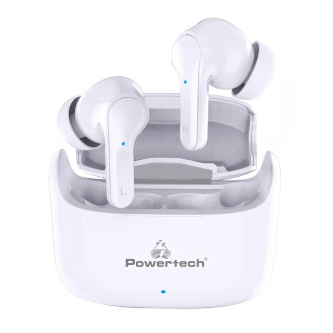 Powertech PT-1052 In-ear ANC Bluetooth Handsfree Ακουστικά με Αντοχή στον Ιδρώτα και Θήκη Φόρτισης Λευκά