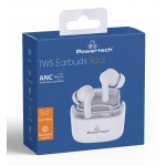 Powertech PT-1052 In-ear ANC Bluetooth Handsfree Ακουστικά με Αντοχή στον Ιδρώτα και Θήκη Φόρτισης Λευκά
