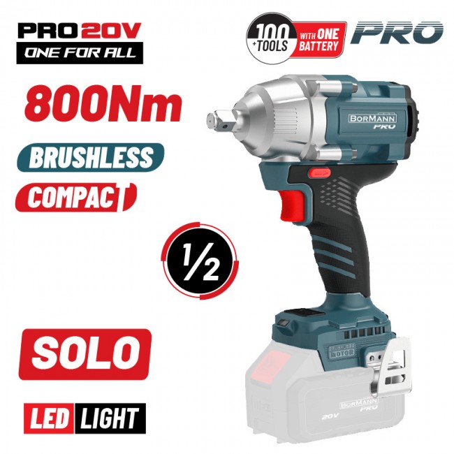 BORMANN Pro BBP5385 Μπουλονόκλειδο,Brushless Mπαταρίας 20V,Li-Ion,800Nm,0-1400/1900/2400rpm,SOLO  *