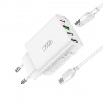 XO L120 NB189A Φορτιστής GaN με 3 Θύρες USB-A και Θύρα USB-C και Καλώδιο micro USB 20W Quick Charge 3.0 Λευκός (16.006.0270)