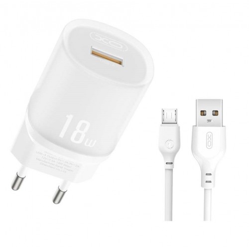 XO L157(EU) Φορτιστής με Θύρα USB-A και Καλώδιο micro USB 18W Quick Charge 3.0 Λευκό (16.006.0346)