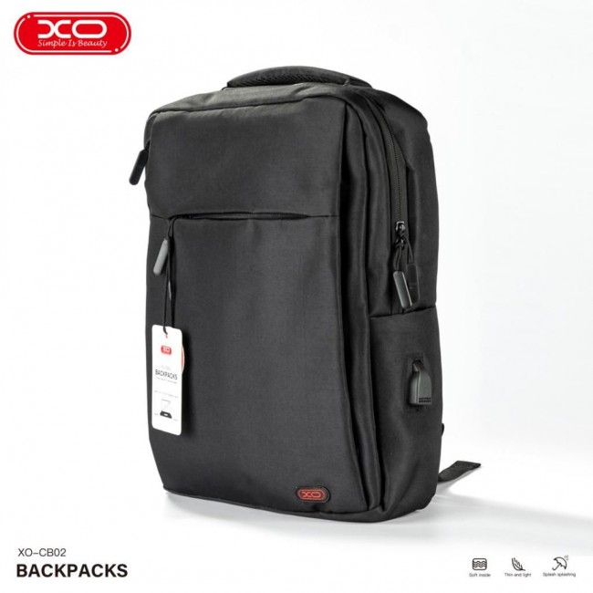 XO CB02 Αδιάβροχη Τσάντα Πλάτης για Laptop 15.6" σε Μαύρο χρώμα 16.001.0102