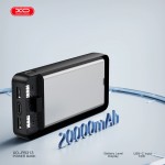 XO PB313 Power Bank 20000mAh με 2 Θύρες USB-A και Θύρα USB-C Μαύρο (16.010.0096)