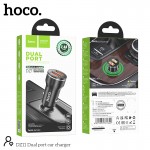 Hoco Φορτιστής Αυτοκινήτου 2.4A με Θύρες: 2xUSB Μαύρο Χρώμα DZ11