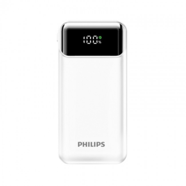 Philips DLP1922CW/GRS Μαύρο Power bank με γρήγορη φόρτιση, 2x USB-C, USB-A και ενσωματωμένα καλώδια φόρτισης USB-C, USB-A και lightning – 10000mAh