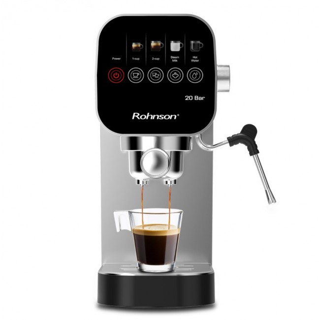 Rohnson R-98100 Αυτόματη Μηχανή Espresso 1360W Πίεσης 20bar Ασημί