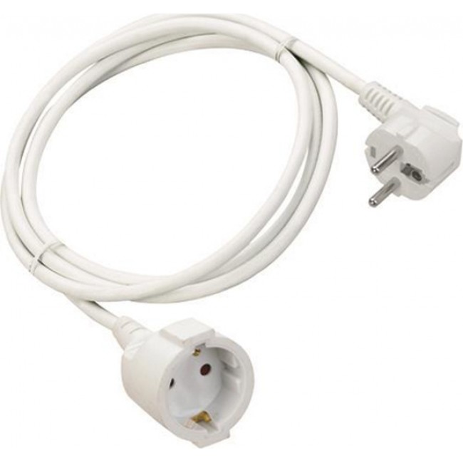 Eurolamp 147-13015 Καλώδιο Προέκταση Γερμανικών Προδιαγραφών 2m Διατομής 3x1.5mm² Με Προστασία Επαφών Λευκή **