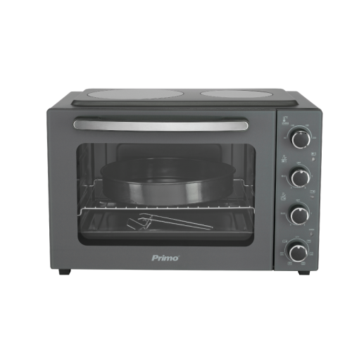 Primo PREO-40456NS Φουρνάκι Με 2 Κεραμικές Εστίες 50L Με Αέρα & Υάλινη Πρόσοψη Ανθρακί 