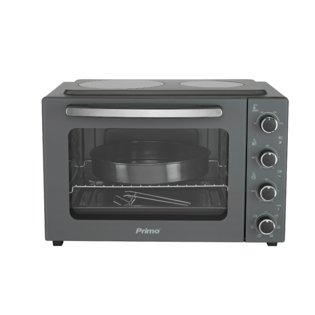 Primo PREO-40456NS Φουρνάκι Με 2 Κεραμικές Εστίες 50L Με Αέρα & Υάλινη Πρόσοψη Ανθρακί