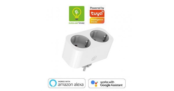 Eurolamp 147-77917 Smart Ταφ Ασφαλείας 2 Θέσεων με Διακόπτη και Μετρητή