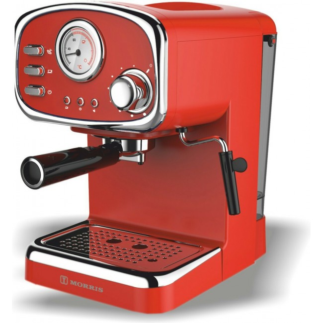 Morris R20808EMR Κόκκινη Μηχανή Espresso 1100W Πίεσης 20bar 