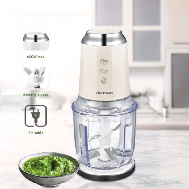 Rohnson R-518C Πολυκόπτης Multi 600W με Δοχείο 600ml Μπεζ 