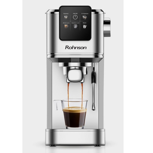 Rohnson R-98016 Αυτόματη Μηχανή Espresso 1350W Πίεσης 20bar για Cappuccino Ασημί 