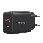 Baseus Φορτιστής Χωρίς Καλώδιο GaN με Θύρα USB-A και Θύρα USB-C 20W Μαύρος (Cube) ***
